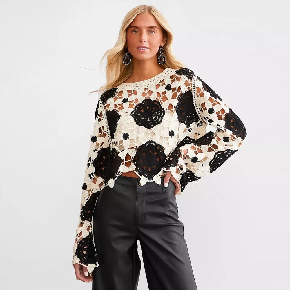 NWT New Hippie Nomad Crochet Cropped Sweater Size 2X